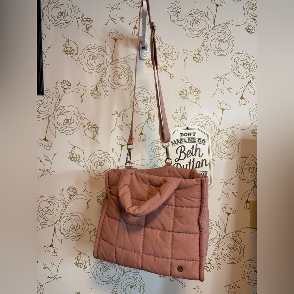 Vintage Rose Puffer Tote Bag 12x9